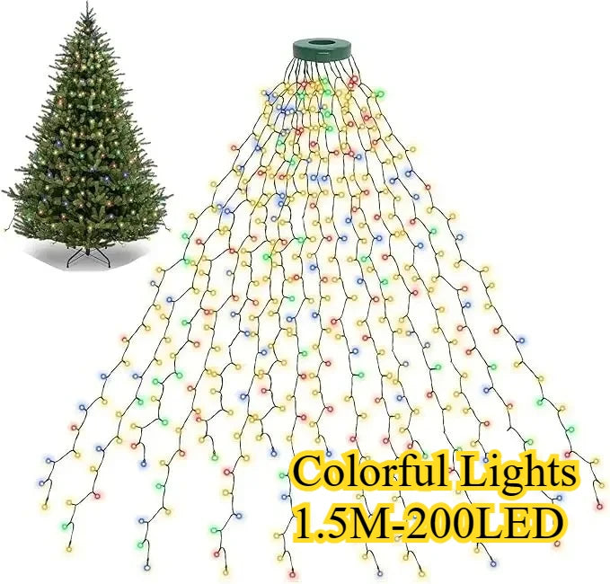 Led Christmas Tree Lights New Year's Garland String for Patio Garden 1.5M/2M/3M Waterfall Light Christmas Decoration 2025
