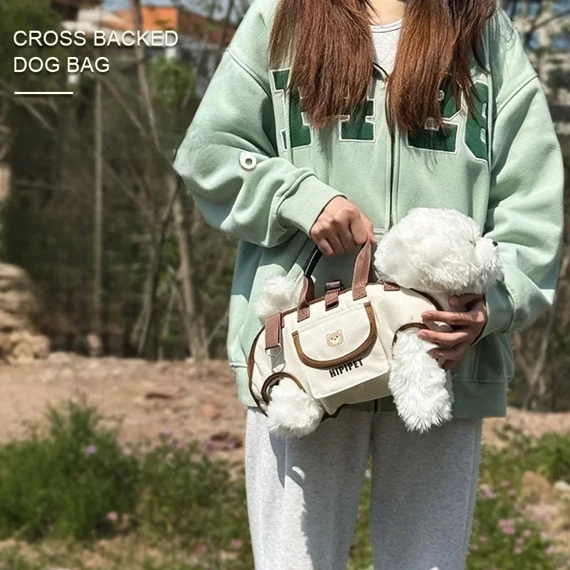 Hands Free Cat Dog Carrier Backpack Portable Breathable Outdoor Pet Bag Crossbody Travel Carrier with Ventilated Pet Space